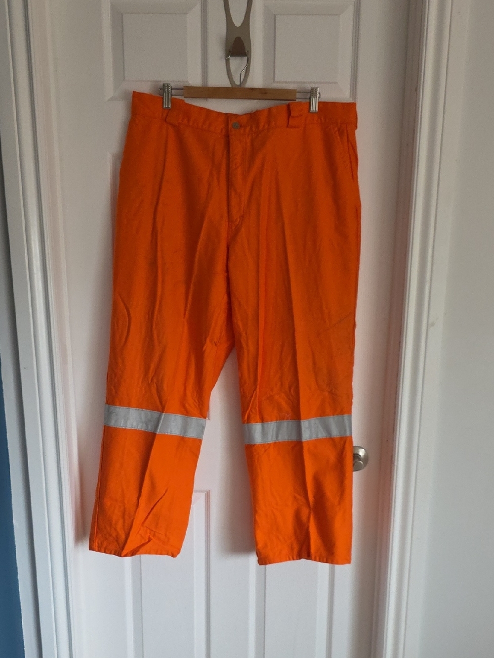 High-Visibility Orange Work Pants with Reflective Stripes